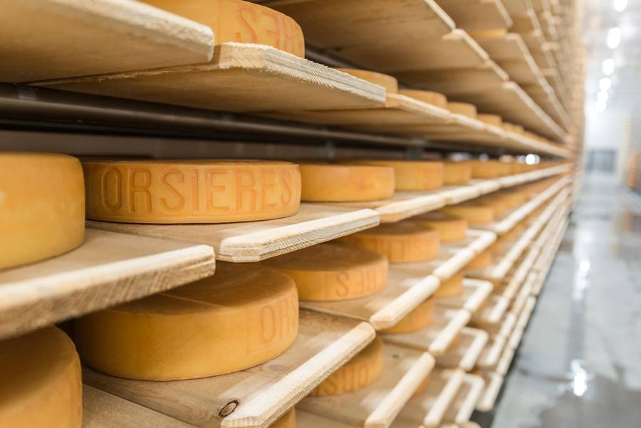 Ageing racks of wheels at the Laiterie d’Orsières dairy